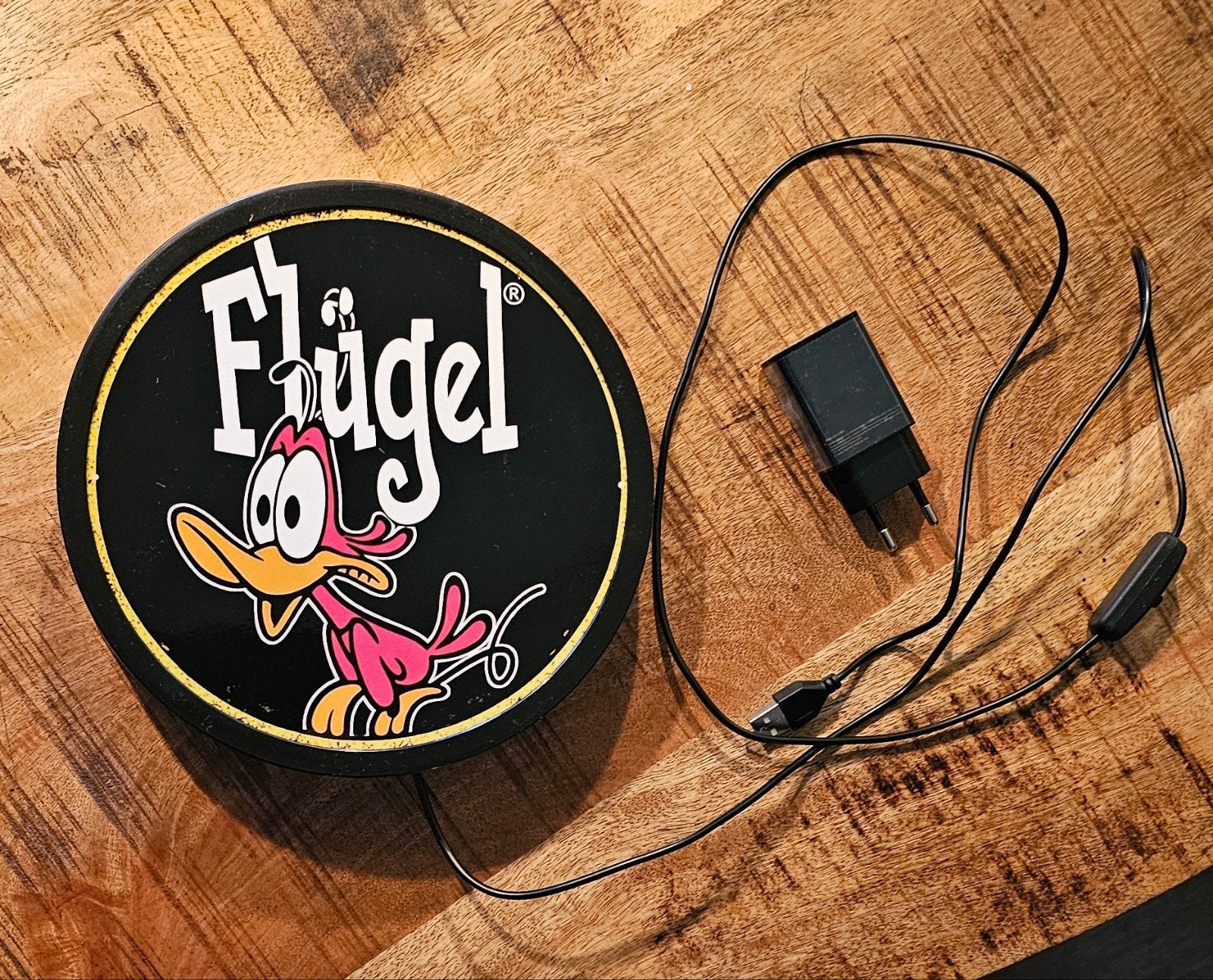 Flügel reclamebord met LED-verlichting - 20 cm doorsnede, Ophalen of Verzenden, Reclamebord