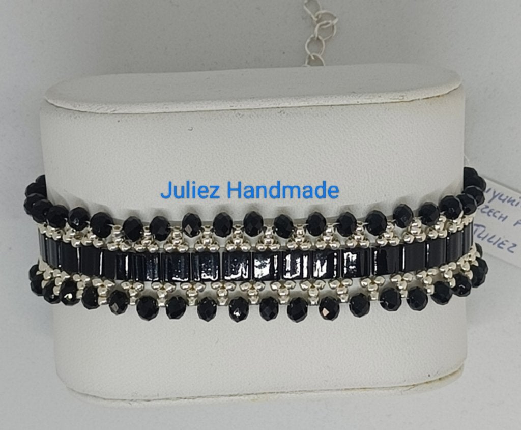 Mooie armband met Miyuki kralen Juliez Handmade, Ophalen of Verzenden, Nieuw, Zwart, Overige materialen