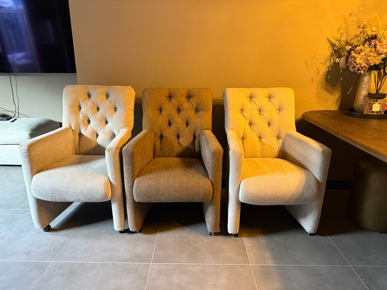 Urban Sofa eetkamerstoelen (6 totaal) - 4 beige, 2 bruin, Ophalen, Gebruikt, Overige kleuren, Stof