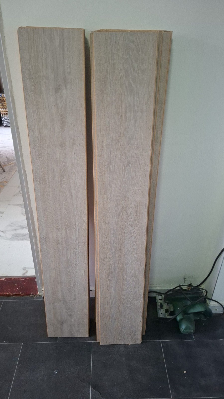 Grijs Eiken Kliklaminaat 6 mm - Zo goed als nieuw, Ophalen, 50 tot 150 cm, 5 tot 10 m², Zo goed als nieuw
