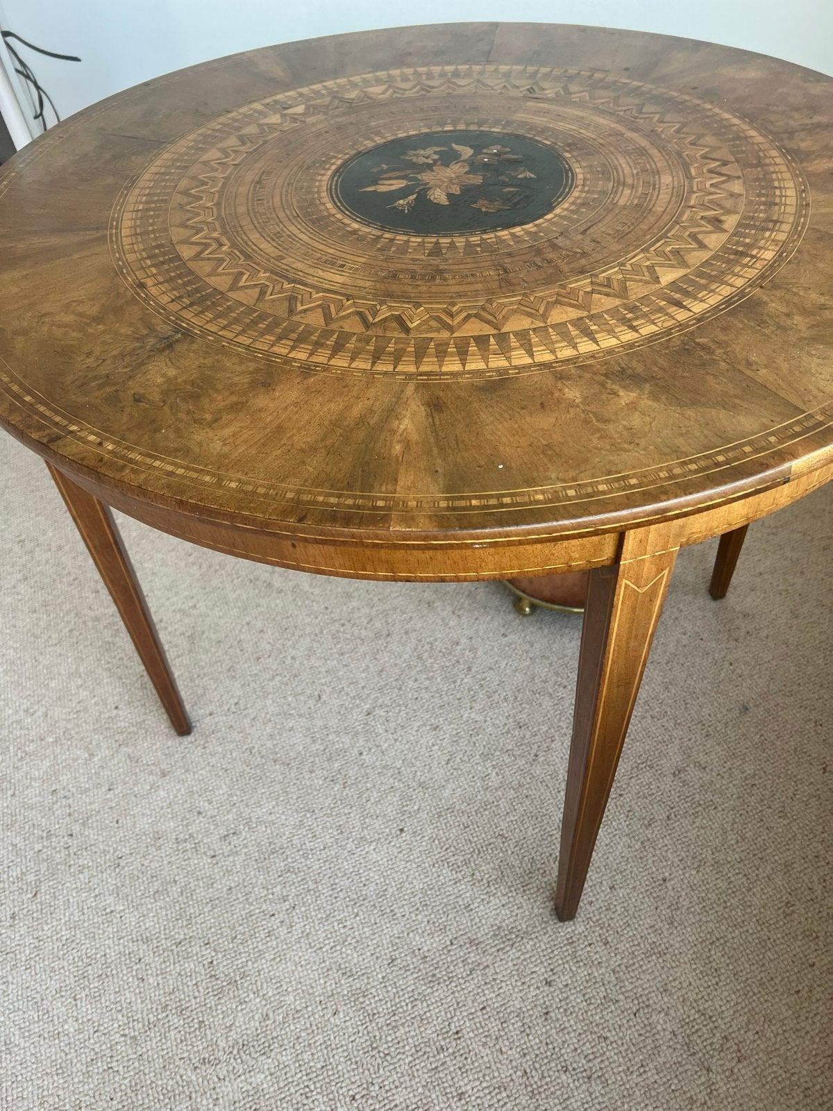 Antieke Inlegwerk Salontafel - Diameter 90 cm, Ophalen