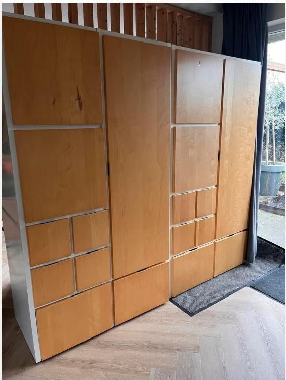2 x Ikea Rakke/Visthus kledingkasten hout/wit €150 per stuk, Gebruikt, 50 tot 70 cm, 105 cm of meer, Ophalen of Verzenden