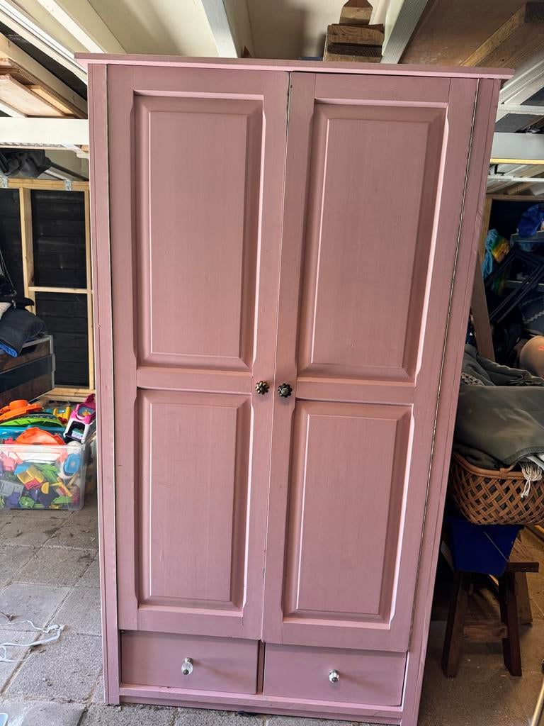 Roze kast - 200x110x40 cm - Inclusief originele verf, Huis en Inrichting, Kasten | Kledingkasten, Ophalen, Gebruikt, 100 tot 150 cm