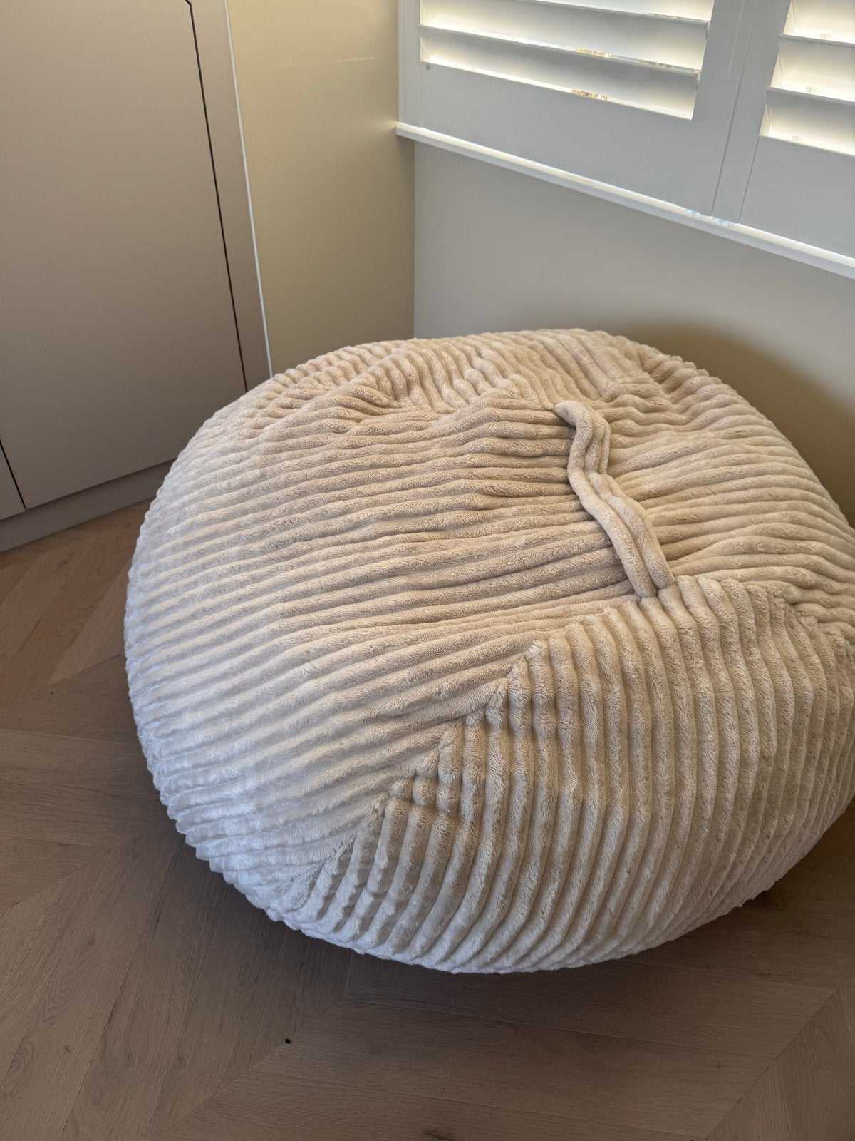 Zitzak FOULUM 109x80x109 beige corduroy stof, Ophalen, Zo goed als nieuw, Beige, Zitzak