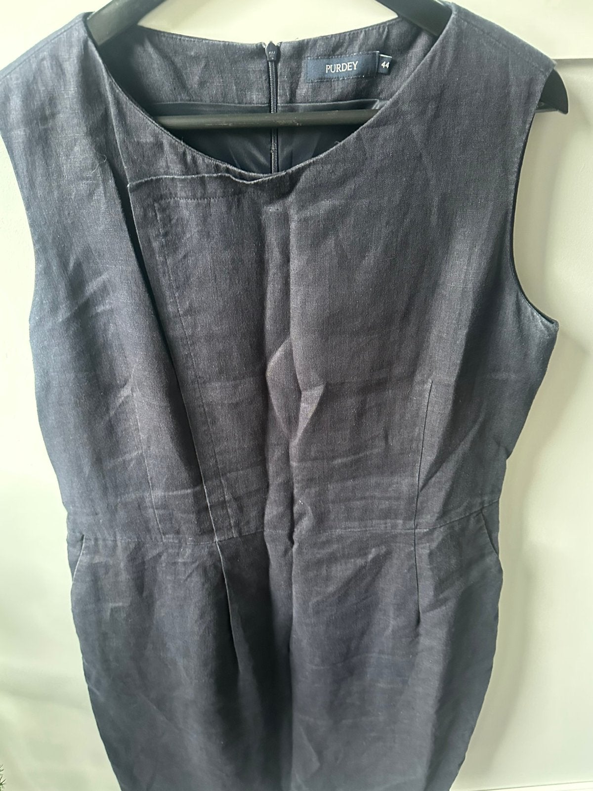 Purdey blauwe linnen jurk 44, Verzenden, Zo goed als nieuw, Maat 42/44 (L), Blauw