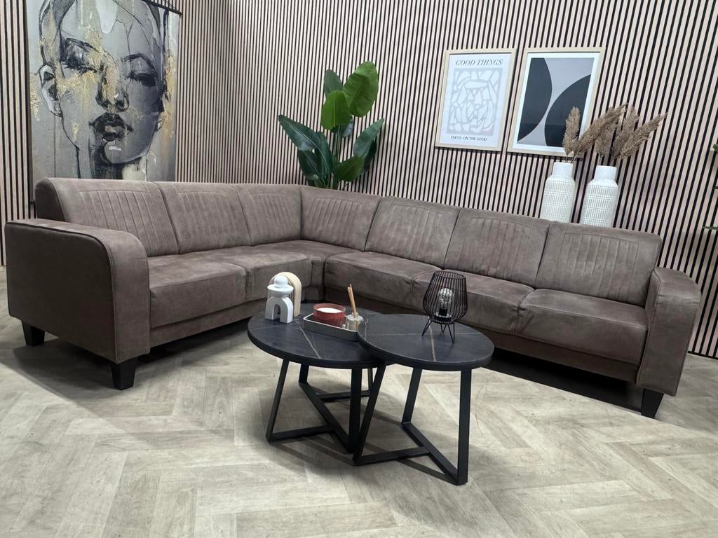 ZGAN Hoekbank Mills Microleer - Licht Bruin - 290 x 230