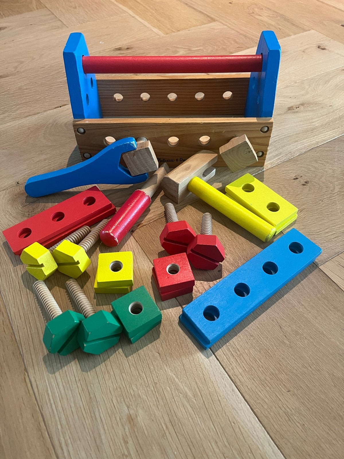 Melissa & Doug Houten Gereedschapset met Kist, Ophalen of Verzenden, Gebruikt, Bouwen