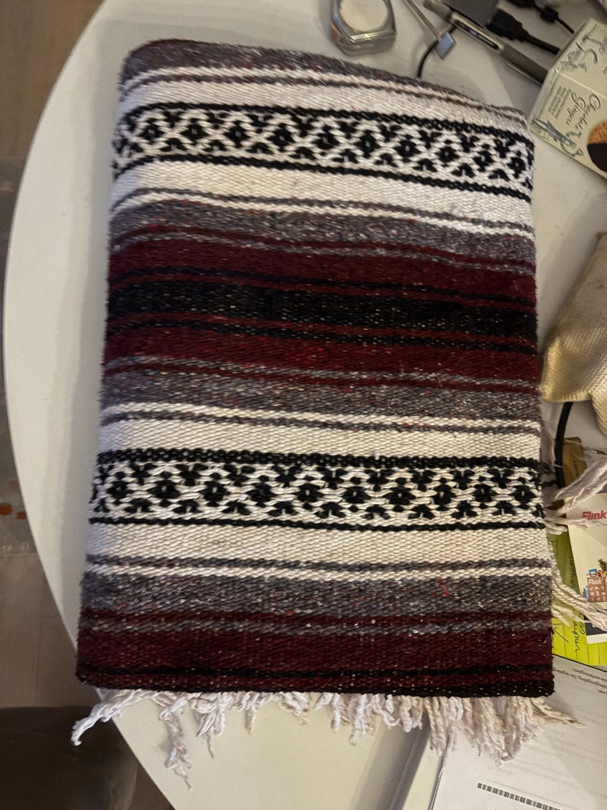 Mexicaanse Meditatiedeken - Katoen, Ophalen, Wit, Nieuw, 50 tot 100 cm