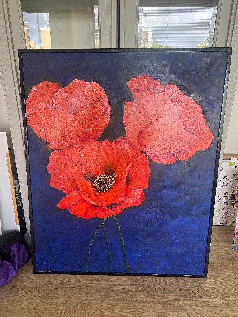 Schilderij Klaproos, Huis en Inrichting, Woonaccessoires | Schilderijen, Tekeningen en Foto's, Ophalen, Zo goed als nieuw, Schilderij
