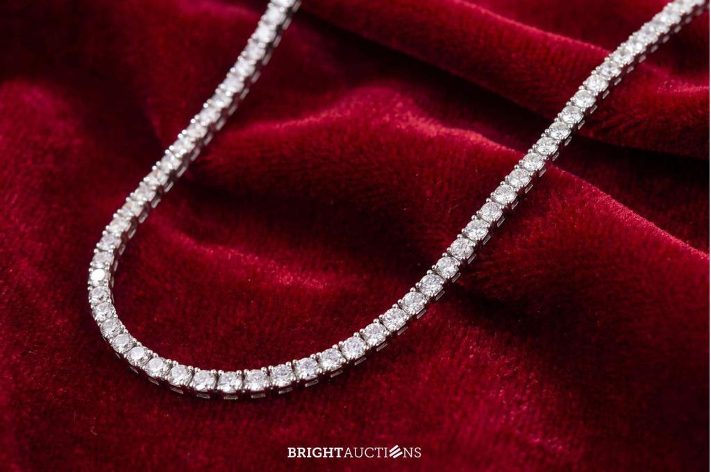 Gouden tenniscollier met briljant geslepen diamanten van 10., Diamant, Niet ingevuld, Nieuw, Met edelsteen