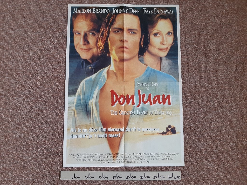 Poster Film Johnny Depp Don Juan Hitkrant Marlon Brando A2, Rechthoekig Staand, Ophalen of Verzenden, Zo goed als nieuw, A1 t/m A3