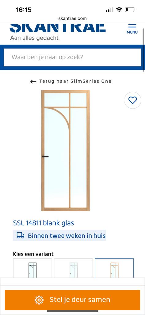 Natural Oak - Skantrae SlimSeries binnendeur 211,5x83cm, Doe-het-zelf en Verbouw, Deuren en Horren, Ophalen, 80 tot 100 cm, Binnendeur