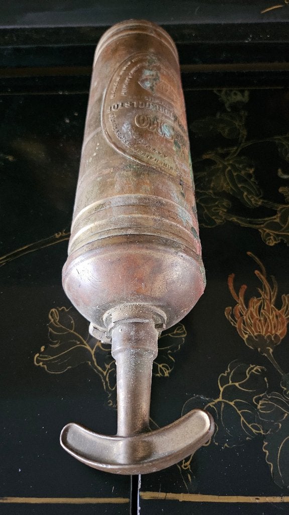 ANTIEK * KOPEREN/MESSING HAND BRANDBLUSSER, Ophalen of Verzenden
