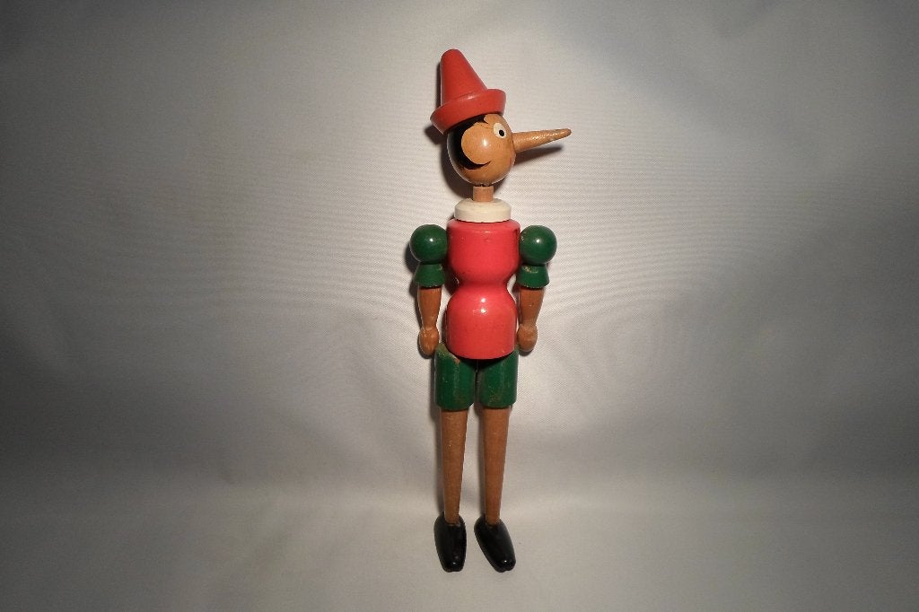 Vintage Grote Pinokkio Pop Hout, Ophalen of Verzenden