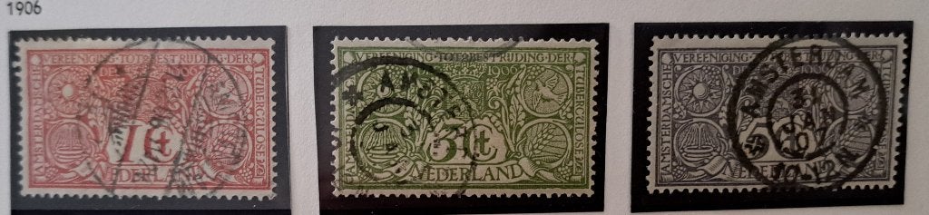 Nederland 1906 nvph 84/86 gest. (Davo), Ophalen of Verzenden, T/m 1940, Gestempeld