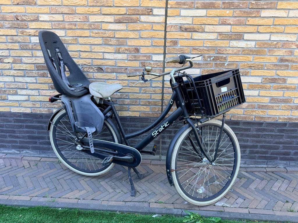 Static Damesfiets met kinderstoel en bak - Opknapper, Ophalen, Gebruikt, Overige merken
