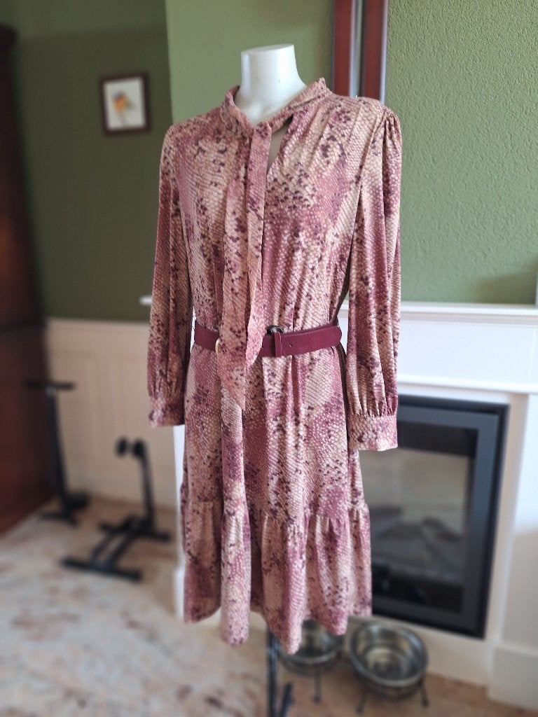K-design oud roze beige slangenprint L met suède riem, K-design, Verzenden, Beige, Maat 42/44 (L)