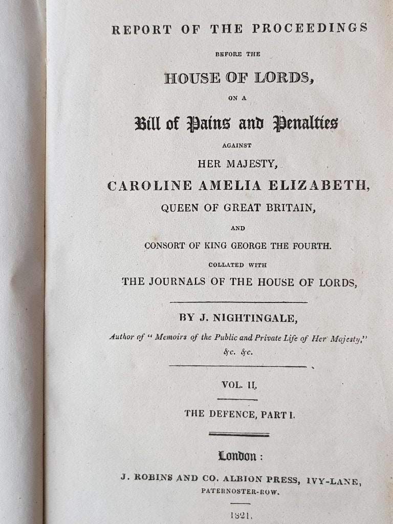 Trial of Queen Caroline antiek boek uit Engeland uit 1821., Antiek en Kunst, Ophalen of Verzenden, Joseph Nightingale