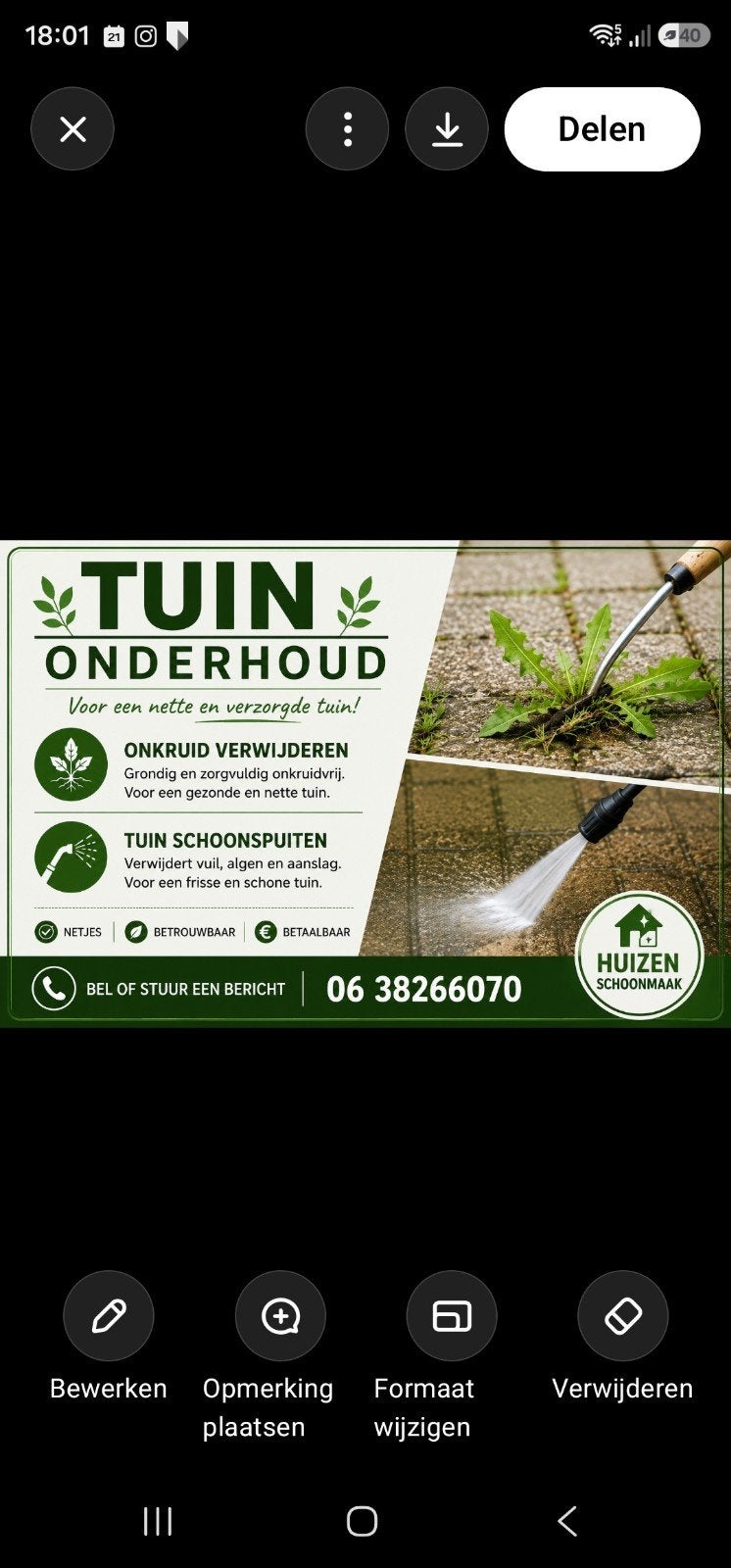Tuin /terras onkruid vrij  en schoonspuiten., Ophalen of Verzenden