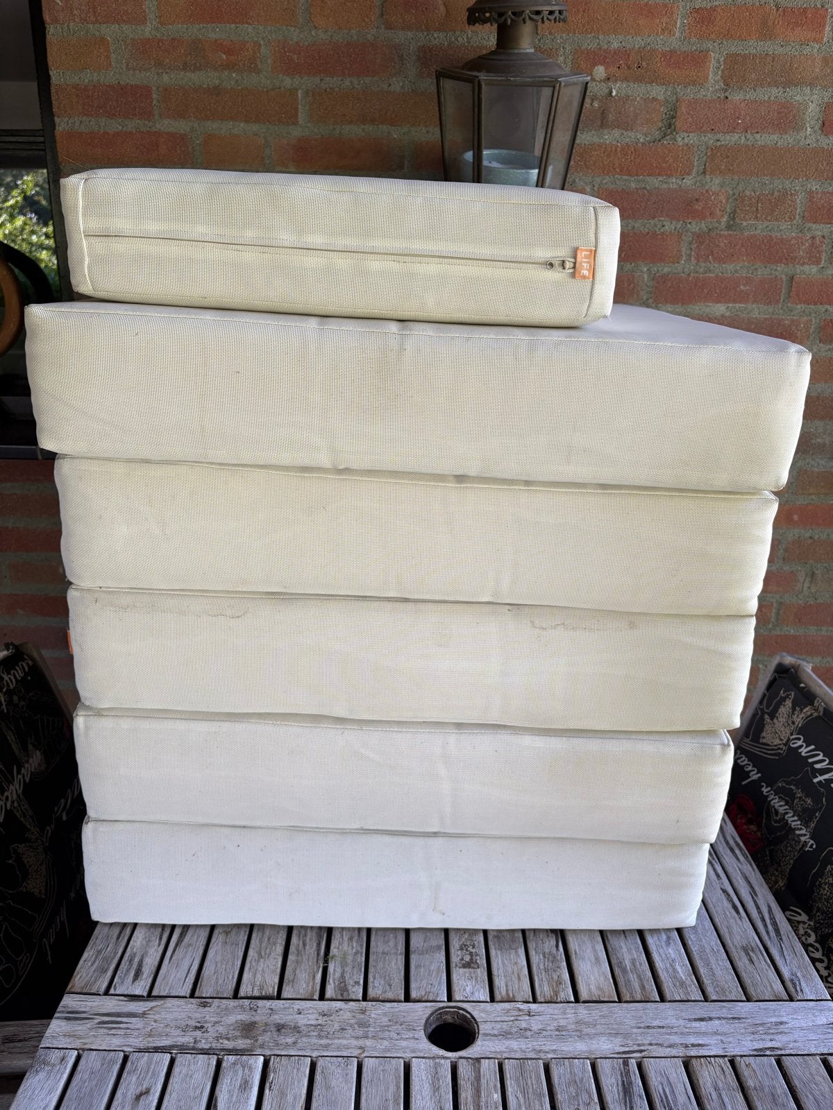 Witkleurige Life all weather tuinkussens voor loungeset, Ophalen, Overige merken, Gebruikt, Beige