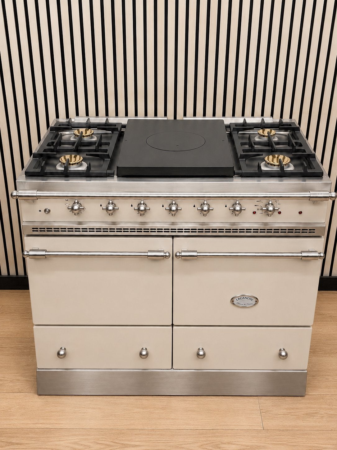 Luxe Lacanche Fornuis Engels creme 5 pits met Gasoven 100 cm, Fornello Esperta, Ophalen of Verzenden, Zo goed als nieuw, Energieklasse A of zuiniger