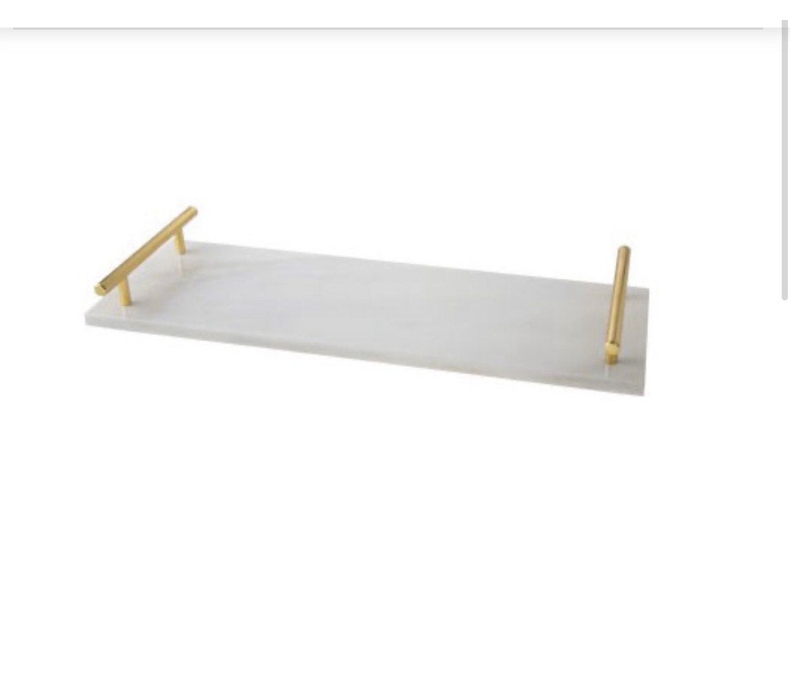 Marmeren dienblad met gouden handvaten - 40x14cm, Verzenden, Nieuw, Dienblad, Met handvatten