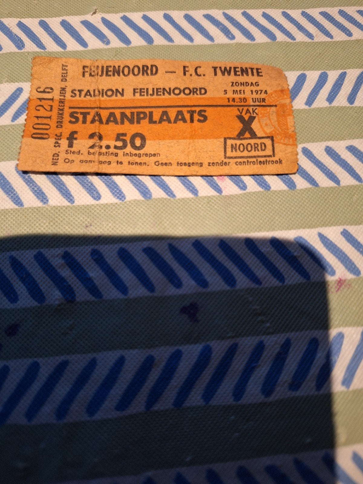 ticket feyenoord fc twente 5 mei 1974, Ophalen of Verzenden, Gebruikt, Feyenoord, Overige typen