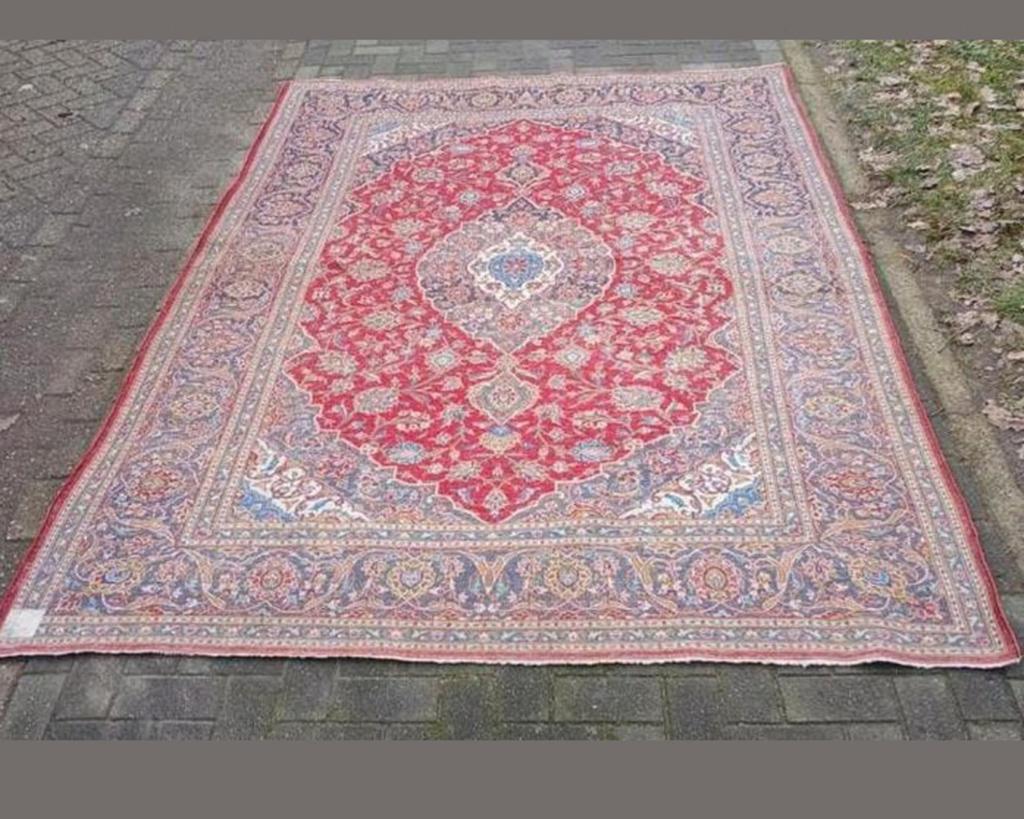 Antiek handgeknoopt wollen Perzisch tapijt, 2 bij 3 meter, Gebruikt, Perzisch, Antiek, Klassiek, Blauw, 200 cm of meer