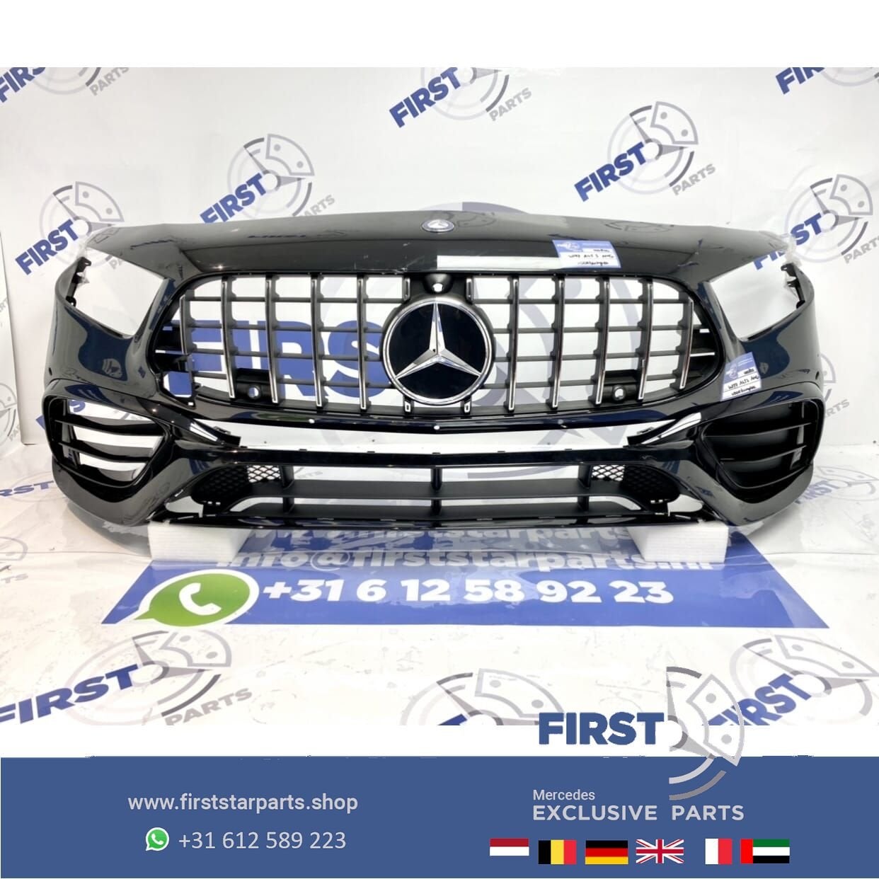 W177 A KLASSE 2021 A45S AMG VOORBUMPER ZWART Origineel Merce, Gebruikt, -, Voor, Ophalen of Verzenden