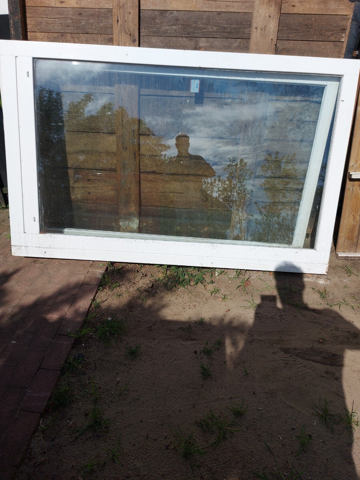 Houten schuifpui met glas, Ophalen, Gebruikt, 225 cm of meer, 150 tot 225 cm