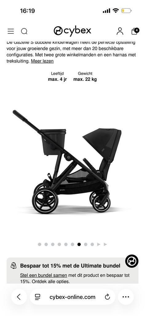 Complete Cybex Gazelle S, Kinderen en Baby's, Kinderwagens en Combinaties, Duowagen, Zo goed als nieuw, Combiwagen, Ophalen