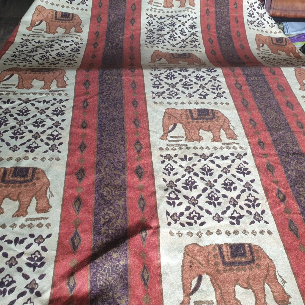 Vintage sprei met olifanten creme aardetinten goud boho 2507, Huis en Inrichting, Eenpersoons, -, Meerkleurig, -