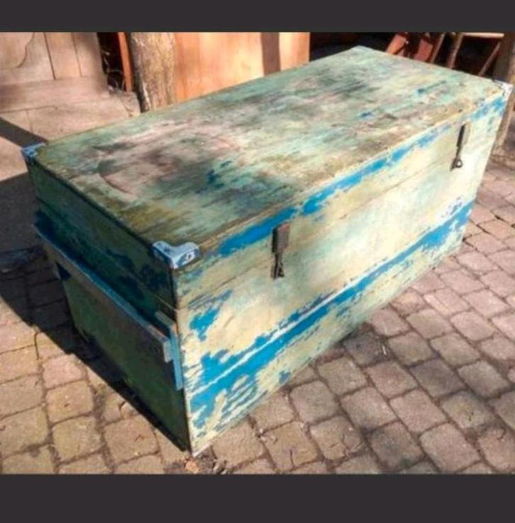 Vintage houten kist, salontafel, Ophalen of Verzenden