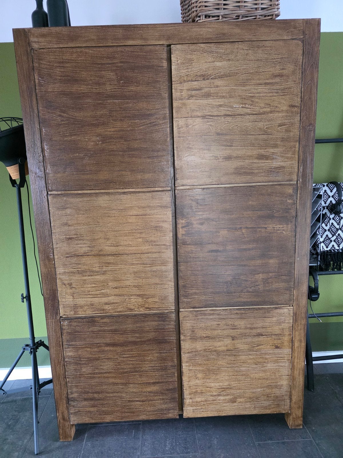 Teakhouten kast met deuren en planken, Ophalen, 100 tot 150 cm, Koloniaal, Teakhout