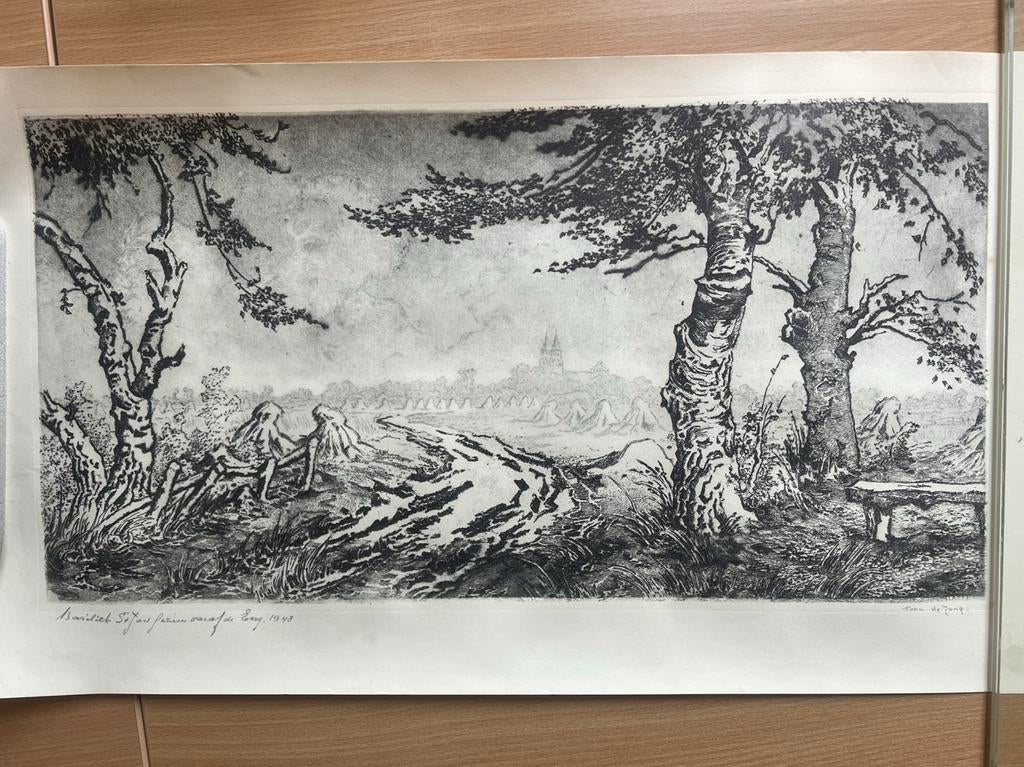 Pen tekening Toon de Jong, Antiek en Kunst, Kunst | Tekeningen en Foto's, Ophalen of Verzenden