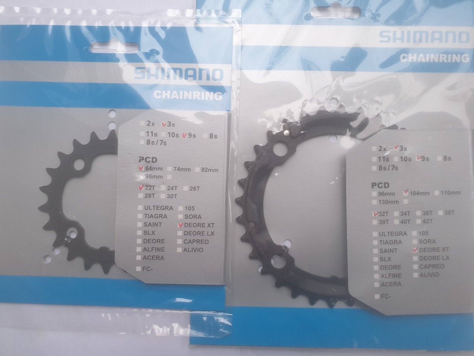 NOS Shimano DEORE XT FC-M760 32/22 3x9 Y1F898020 Y1F822000, Fietsen en Brommers, Verzenden, Nieuw, Aluminium, Mountainbike