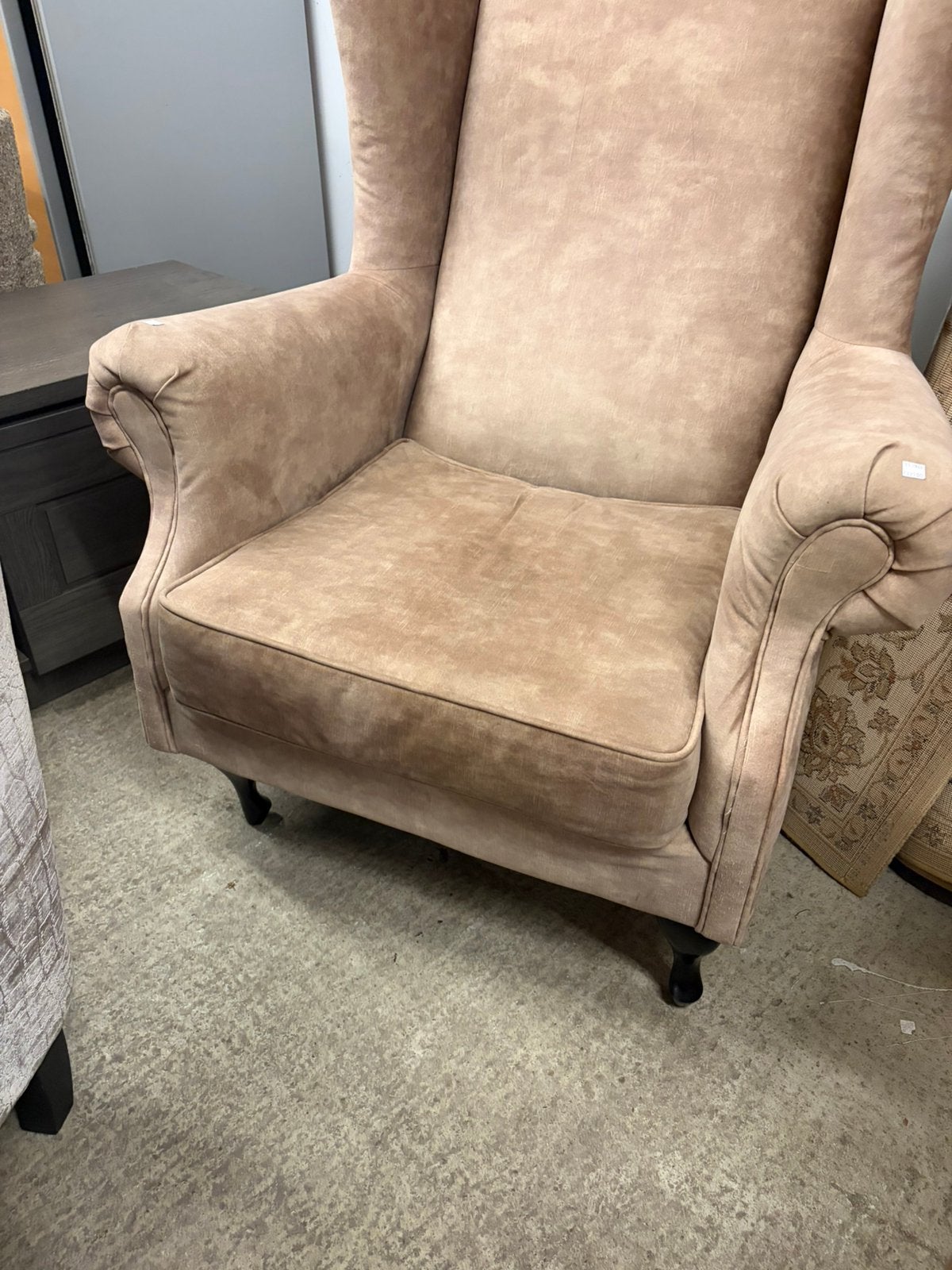 Bruine suede oorfauteuil, Ophalen, Minder dan 50 cm, ., 75 tot 100 cm