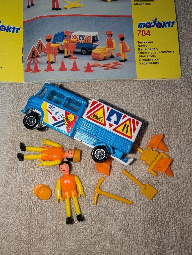 Vintage Majorette auto 233 + MAJOKIT set nr 784 Wegenbouwers, Ophalen of Verzenden, Gebruikt, Overige merken