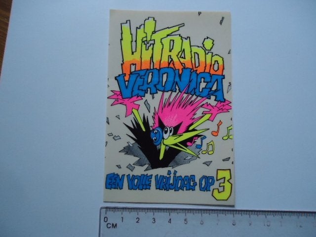 sticker oud Veronica HIT RADIO roepie vogel strip pop muziek, Verzenden, Zo goed als nieuw, Bedrijf of Vereniging