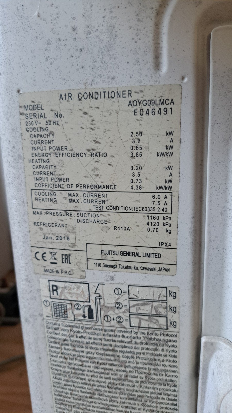 3x Fujitsu Airco 1x Daikin-  Werking onzeker, Ophalen, Minder dan 60 m³, 3 snelheden of meer, Afstandsbediening