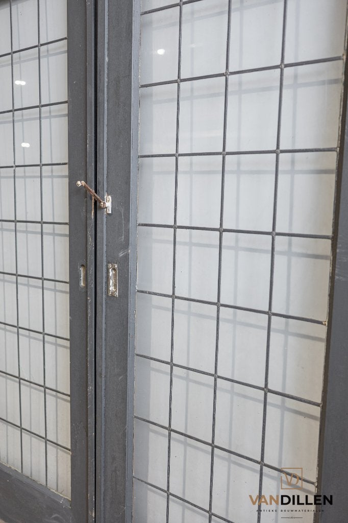Oude ensuite schuifdeuren met glas in lood 209 x 85.5, 120 cm of meer, Binnendeur, Ophalen of Verzenden, Zo goed als nieuw
