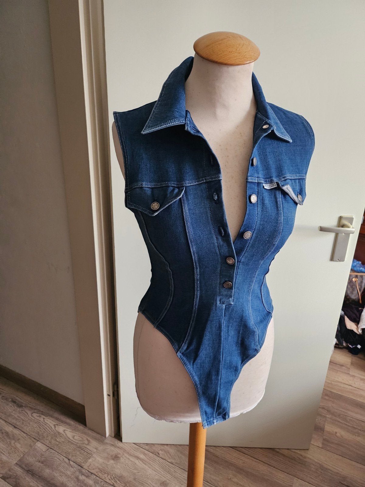 Anti-Flirt denim body met knoopsluiting, Kleding | Dames, Blauw, Ophalen of Verzenden, Zo goed als nieuw, Anti-Flirt