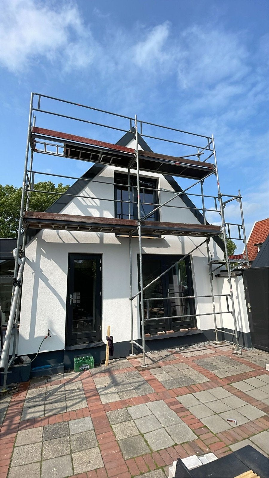 Layher renovatie steiger, Doe-het-zelf en Verbouw, Steigers, Ophalen, Gebruikt, Gevelsteiger, 5 meter of hoger