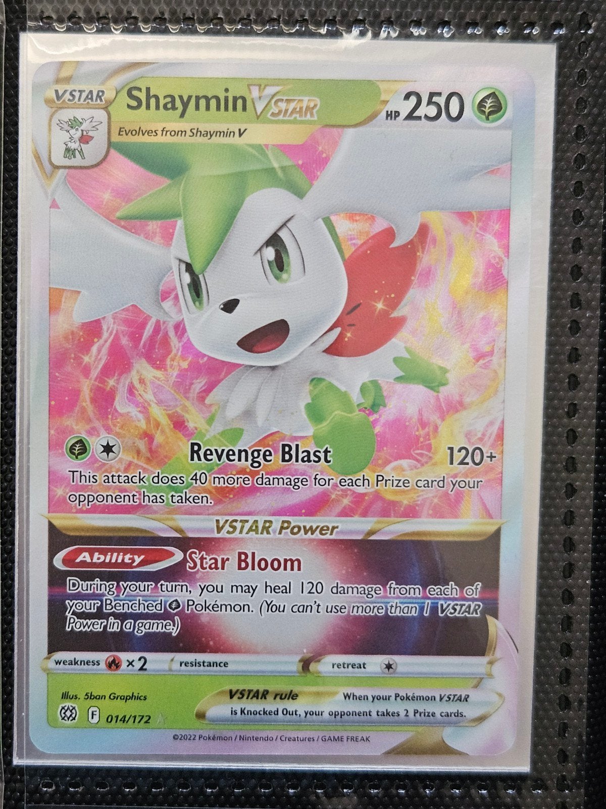 Pokemon Shaymin Vstar 014/172 Brilliant Stars, Ophalen of Verzenden, Zo goed als nieuw, Losse kaart, Foil