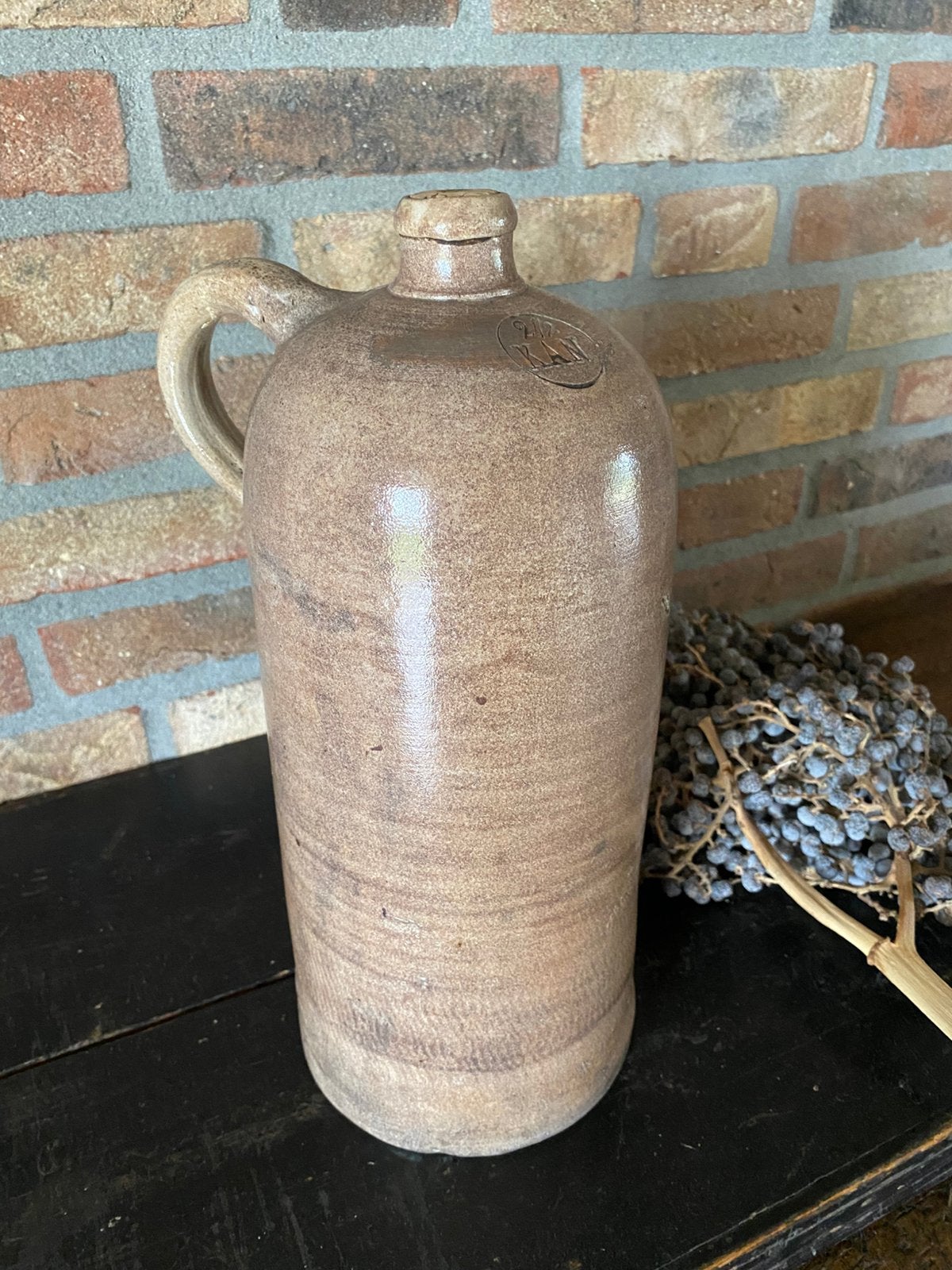 Antieke grijs/bruine steengoed kruik, Ophalen of Verzenden