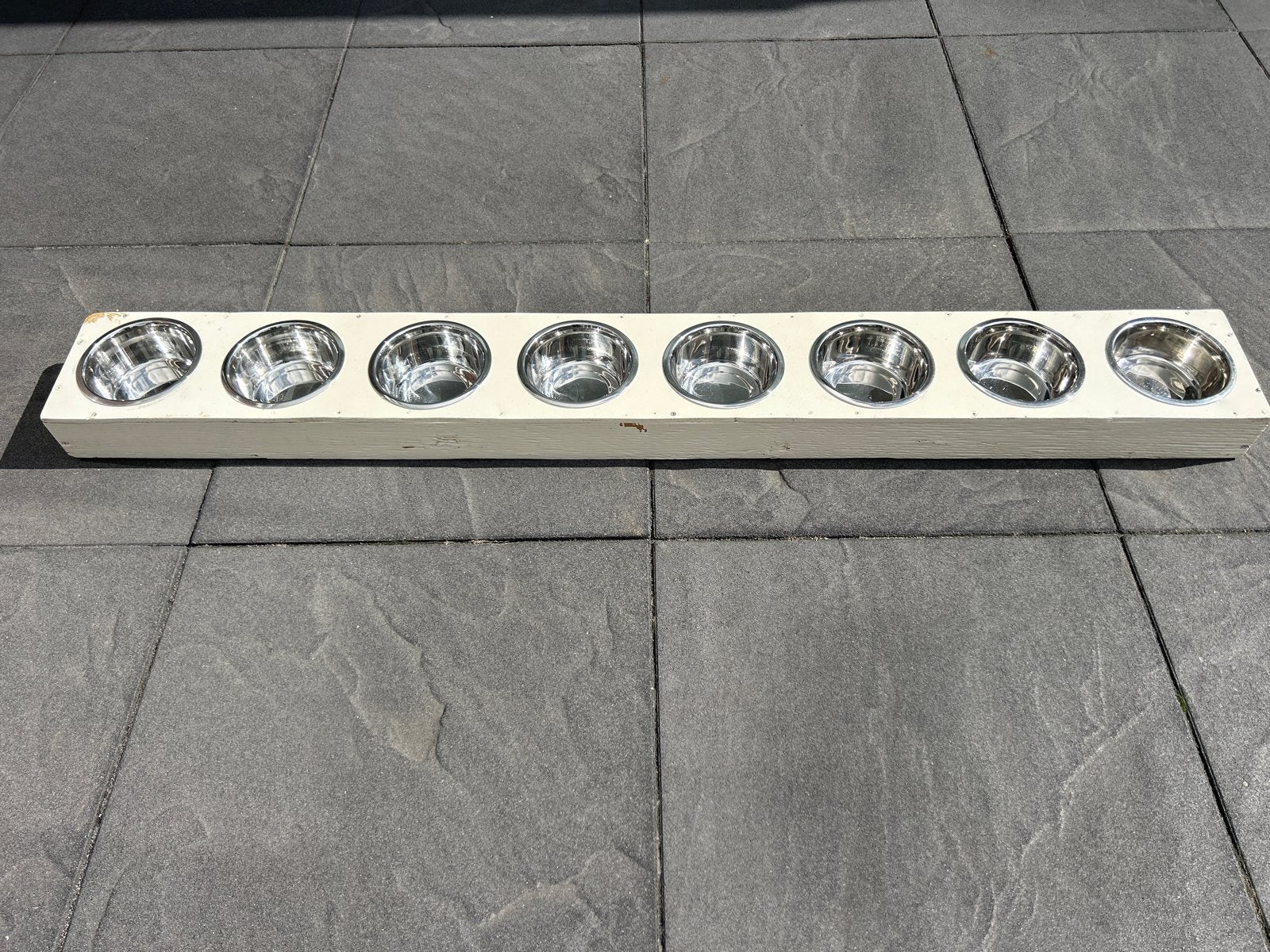 Vooerbak met bakjes voor 8 puppies of kleine honden., Ophalen, Gebruikt