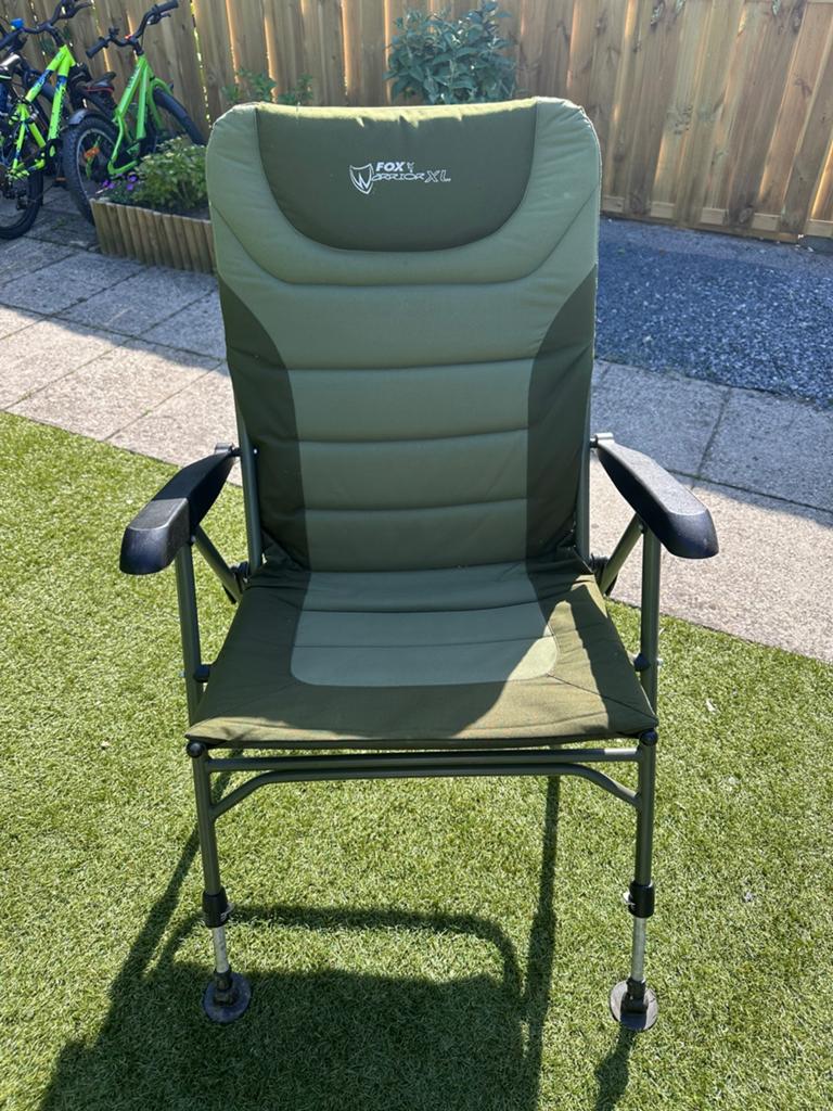 Fox Warrior XL visstoel / campingstoel – verstelbare poten, Watersport en Boten, Hengelsport | Karpervissen, Ophalen, Gebruikt