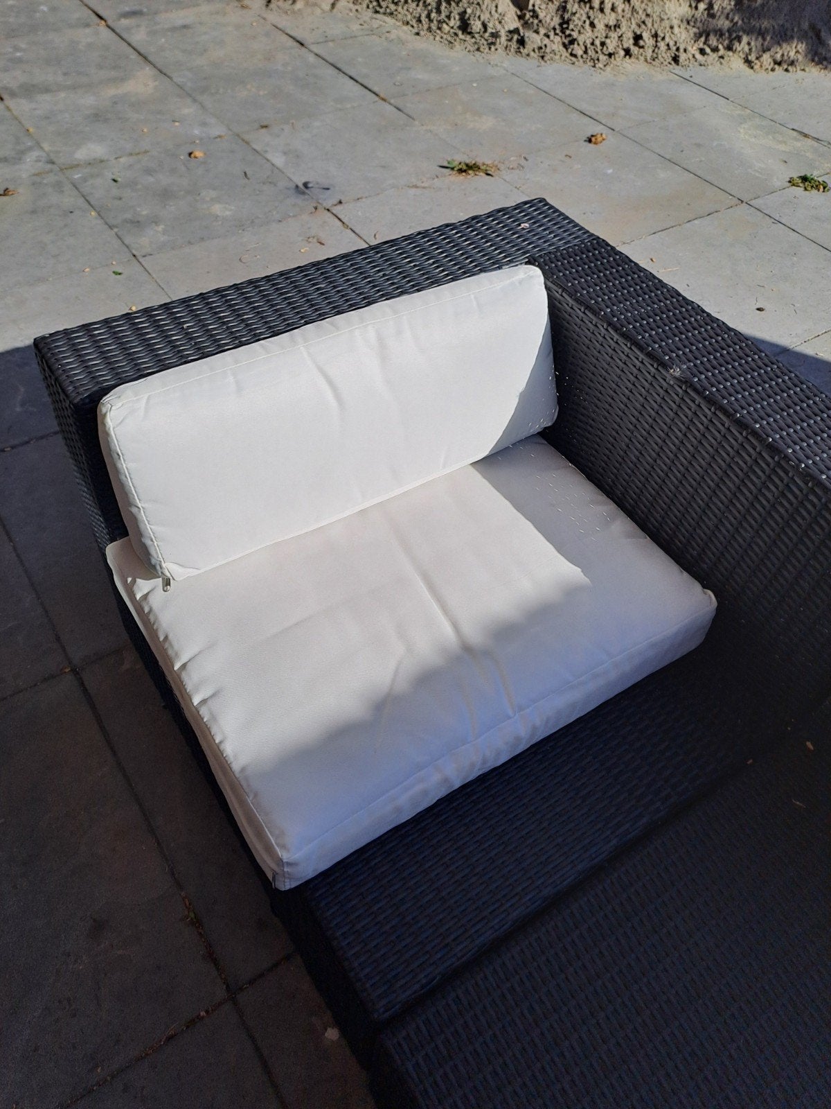 Wicker Loungeset met Paarse of Witte Kussens en Glazen Bijze, Ophalen, Gebruikt, Bank, Loungeset