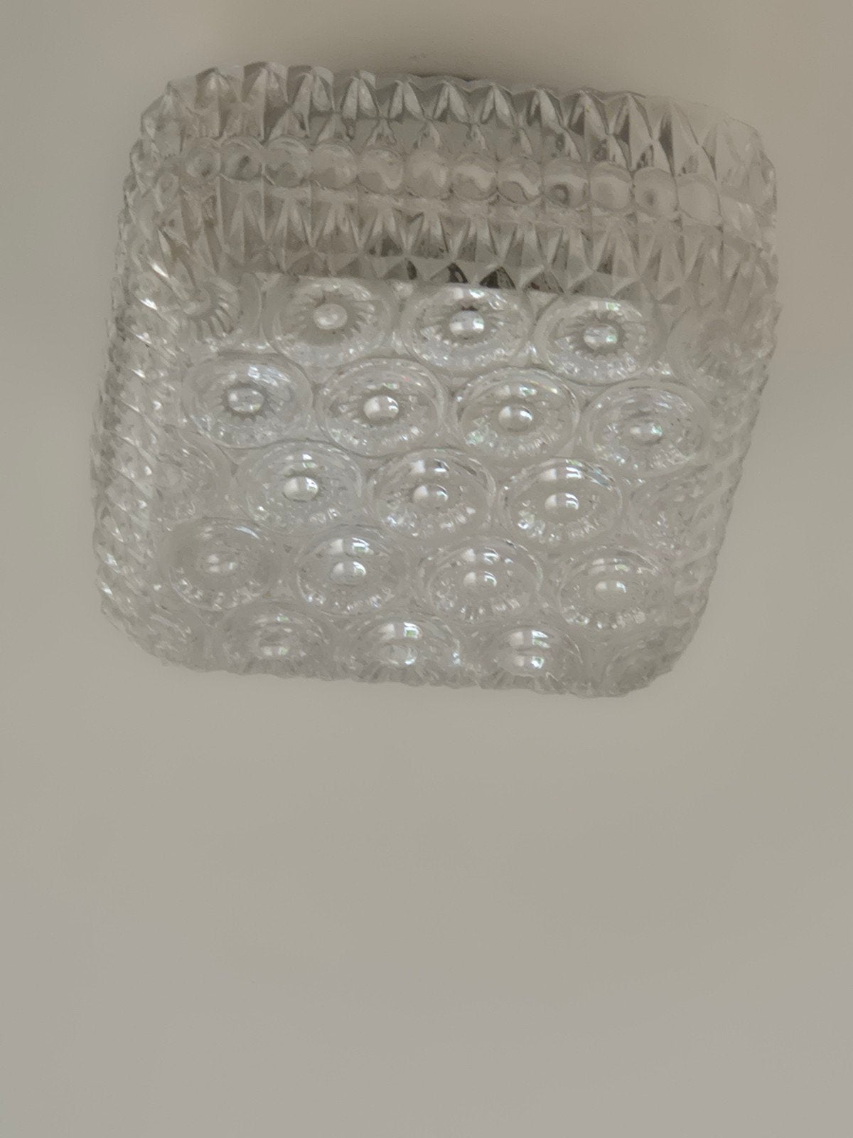 Vintage glazen vierkante plafondlamp / wandlamp - Jaren '70, Ophalen of Verzenden, Gebruikt, Vintage, Retro, Jaren '70