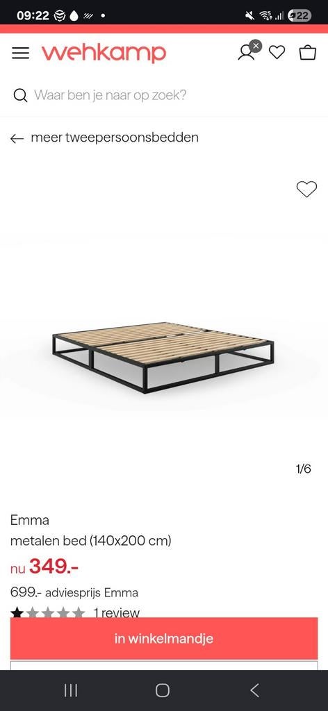 Emma metalen bedframe 140x200 cm, Ophalen, Zwart, 140 cm, 200 cm